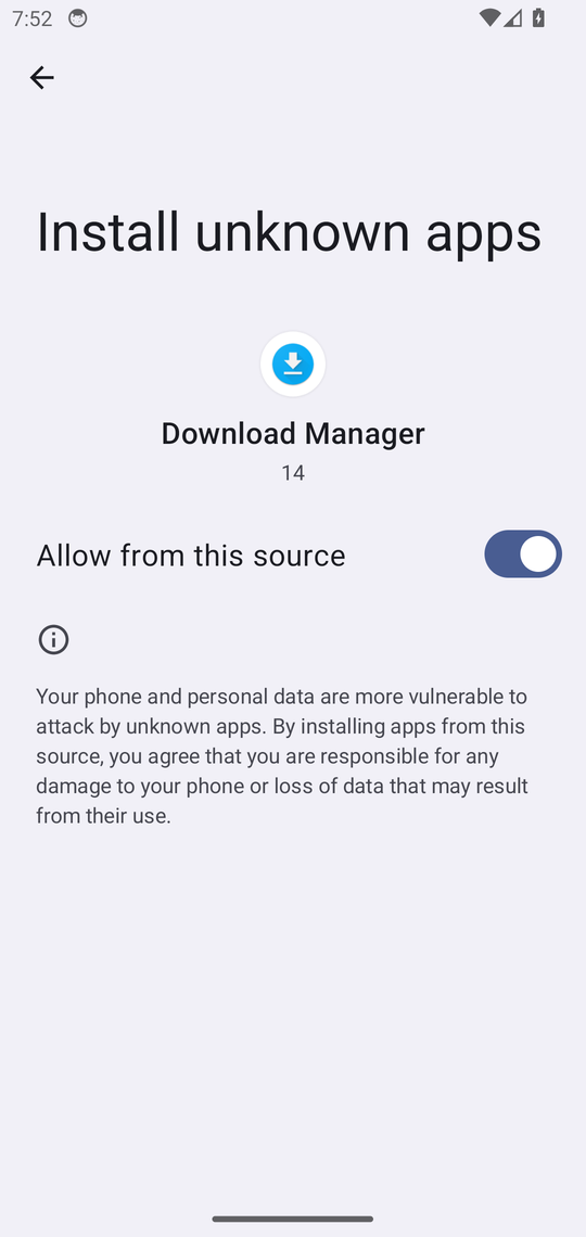 Android 14 install dialog: do you want to install this app